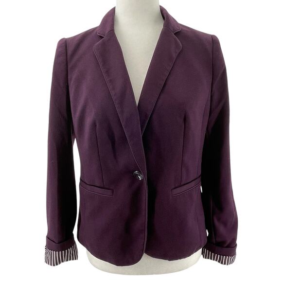 The Limited Purple Plum Ribbon Trim Classic Career Jacket Blazer S - Picture 2 of 12
